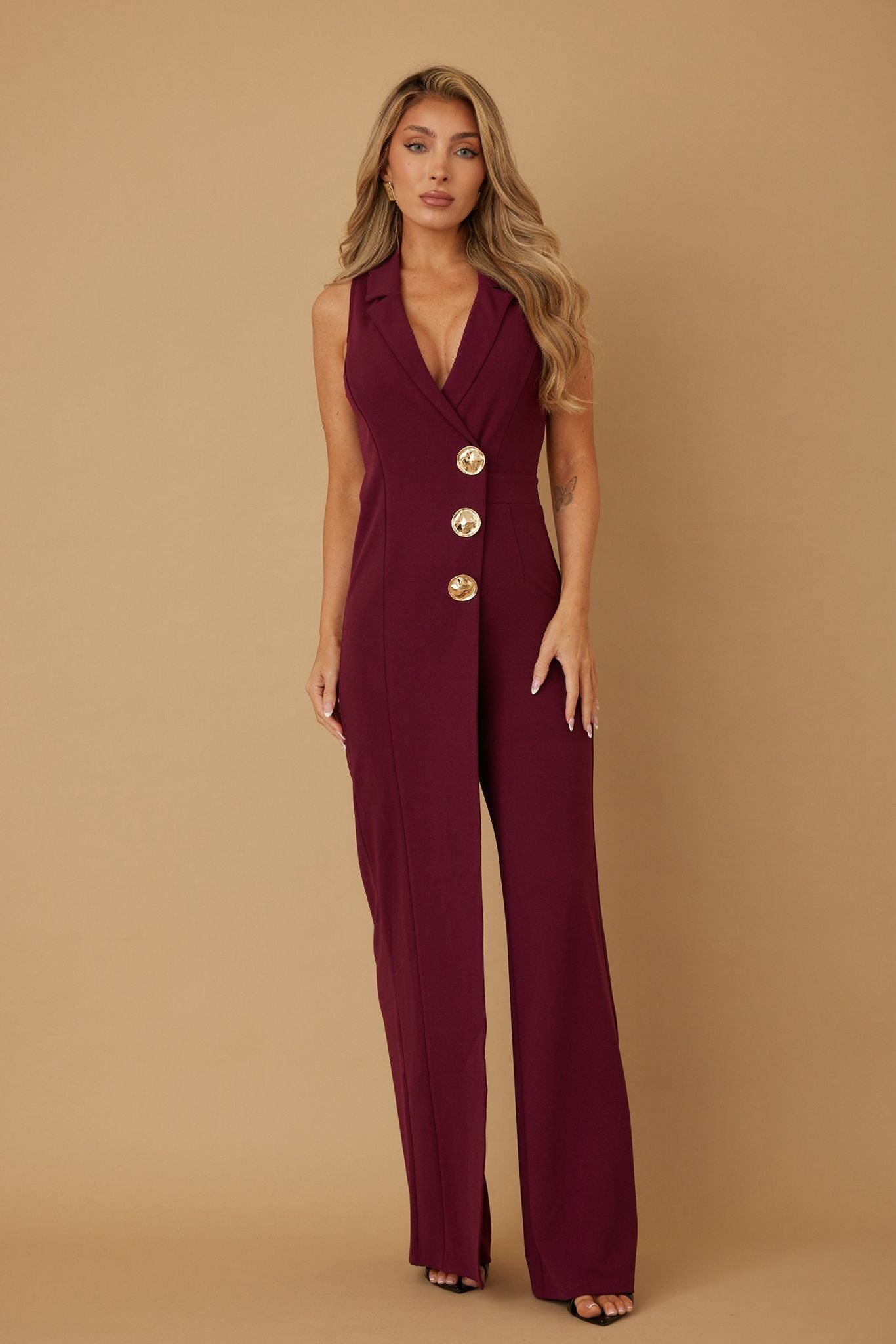 Crimson Button Jumpsuit