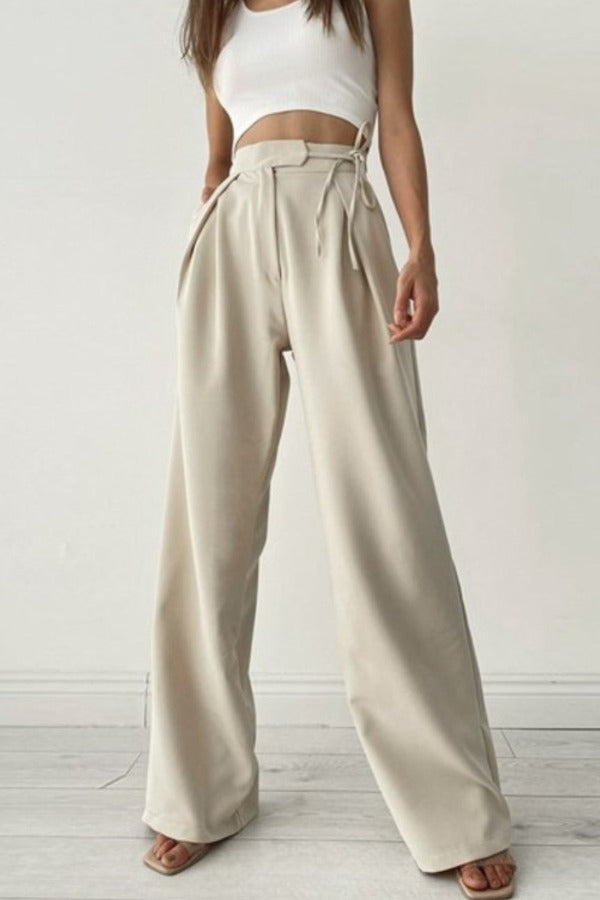 Wide Leg Pants With Waist String