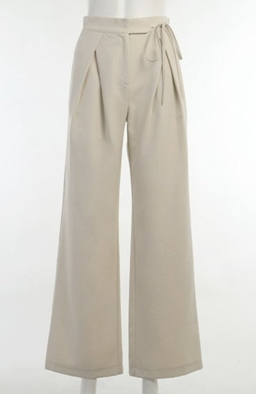Wide Leg Pants With Waist String