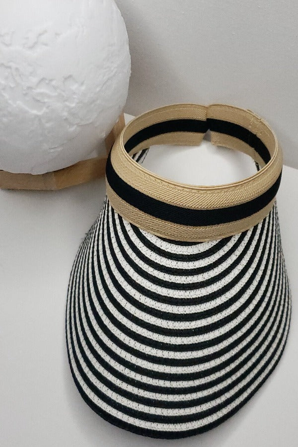 D’Glam Visor Black & White Stripes with Beige - White | D'Glamoont