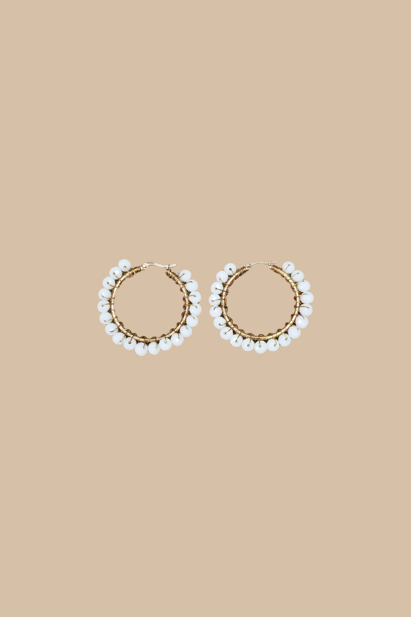 D&G Wrapped Medium Hoops White | D'Glamoont