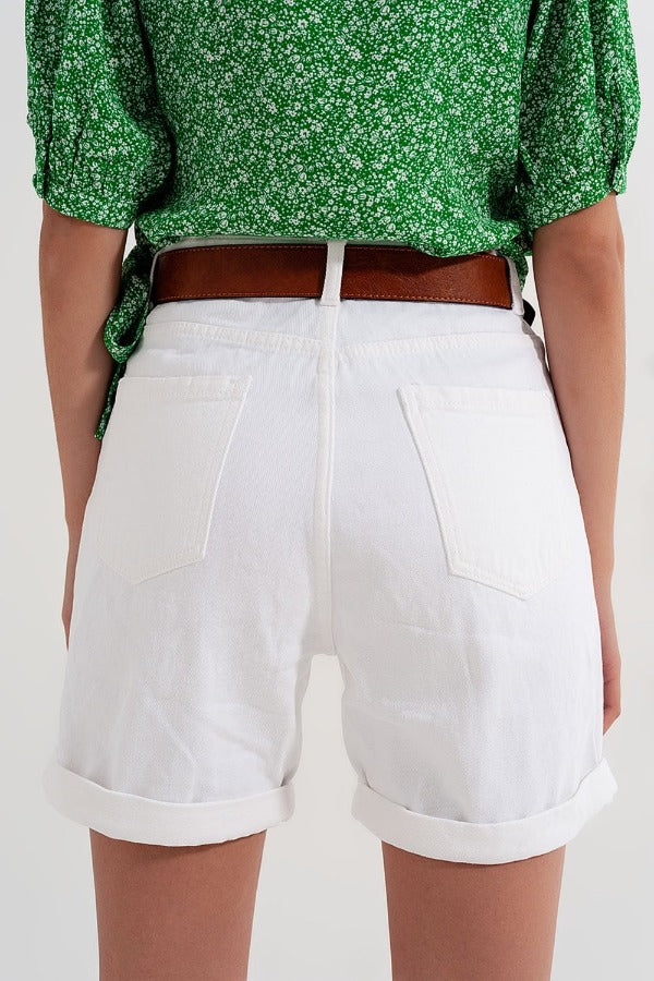 White Denim Mom Shorts