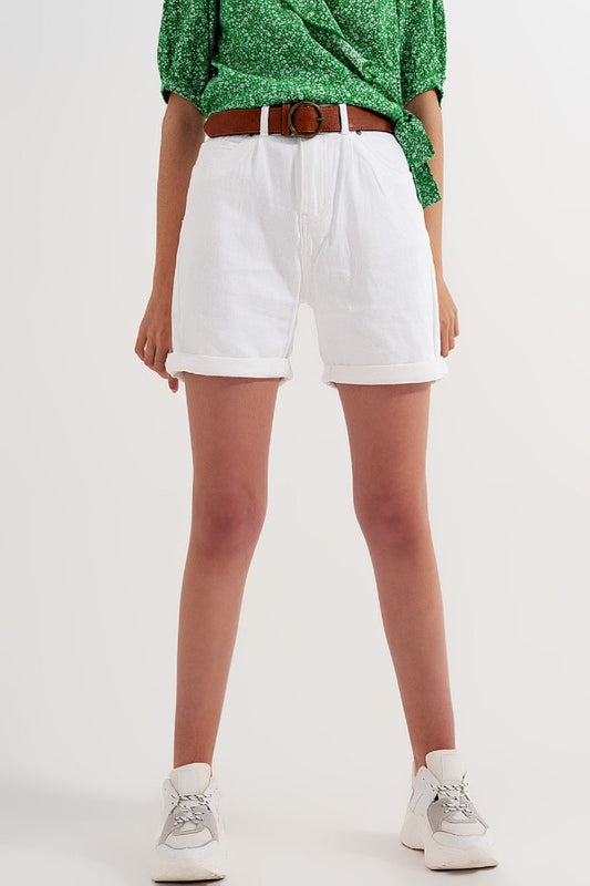 White Denim Mom Shorts