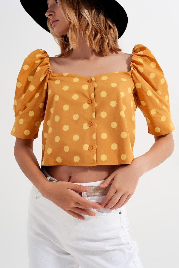 Polka Dot Crop Blouse